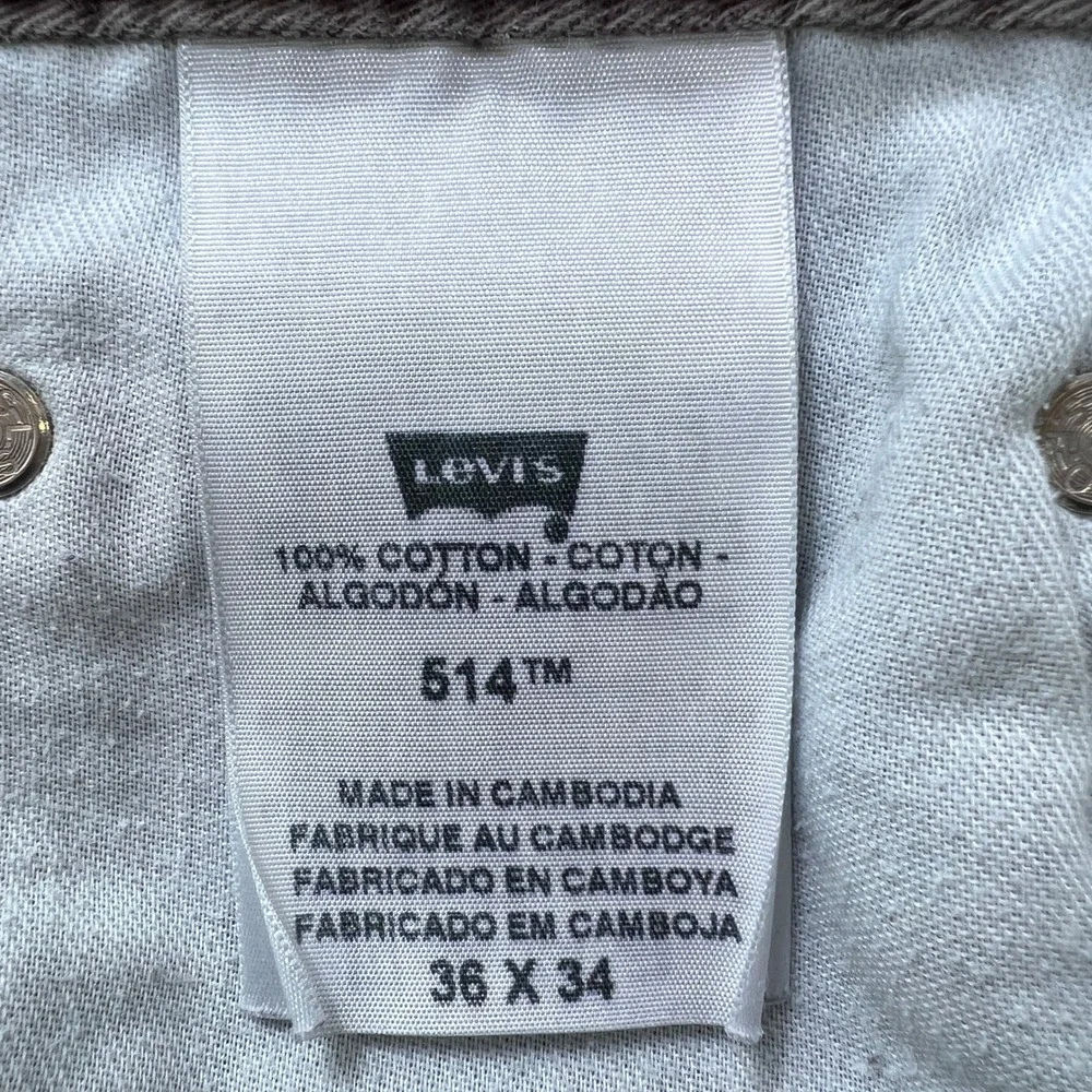 Levi's 514 Men's Straight Fit Jeans 36x34 Brown Cotton‎ Earthy Neutral Workwear